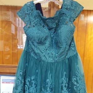 Chi Chi London Teal Lace Dress